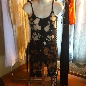 12th Tribe fitted body suit. Black- brown and antique white tie die pattern